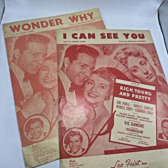 Wonder Why‎ I Can See You Rich Young Pretty  Music Sammy Cahn Nicholas Brodszky - Picture 1 of 11